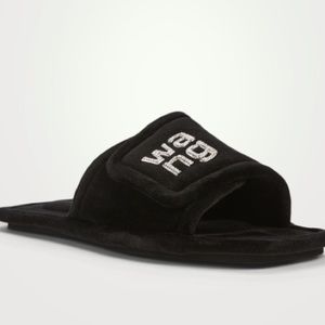 ALEXANDER WANG Lana Padded Velour Logo Slippers 6US